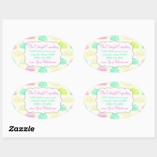 Cupcakes N Sprinkings Custom Oval Sticker (Feuille)