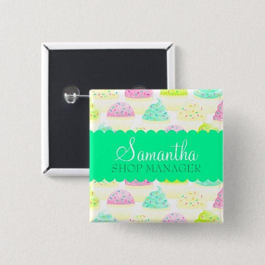 Cupcakes N Sprinkings Nom Personnalisé Badge Pin (Devant & derrière)
