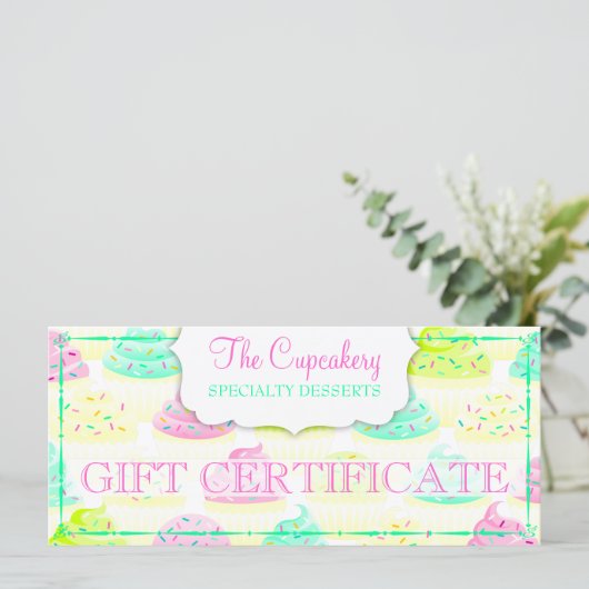 Cupcakes N Sprinkles Custom Gift Certificate (Staand voorkant)