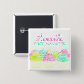 Cupcakes N Sprinkles Custom Name Badge Pin Vierkante Button 5,1 Cm (Voorkant /achterkant)