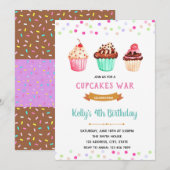 Cupcakes: oorlogsverjaardagsthema kaart (Voorkant / Achterkant)