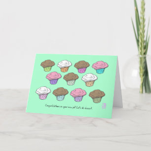 Cupcakes op Mint Gefeliciteerd met je nieuwe baan Kaart