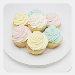 Cupcakes op wit Bord Vierkante Sticker