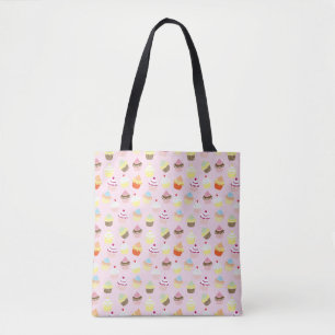 Cupcakes Pattern Pastel Pink Cute Canvas tas