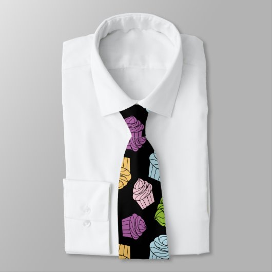 Cupcakes Pattern Pastry Chef Cute Black Stropdas (Gebonden)