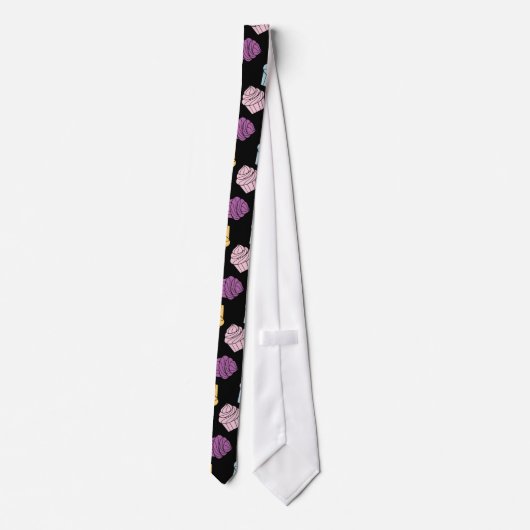 Cupcakes Pattern Pastry Chef Cute Black Stropdas (Achterkant)