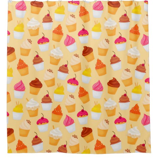 Cupcakes Pattern Shower Curtain Douchegordijn (Voorkant)