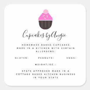Cupcakes Pink Food Business Square Sticker