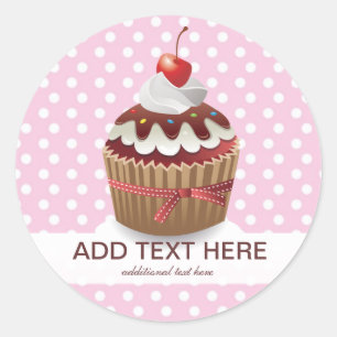 Cupcakes Pink Sweet Pois Autocollants personnalisé
