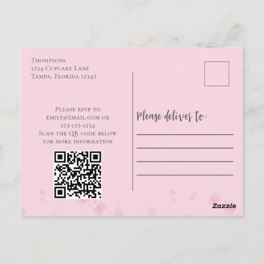 Cupcakes QR Code Website Waterverf Briefkaart (Achterkant)