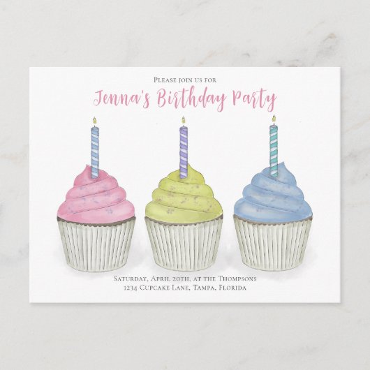 Cupcakes QR Code Website Waterverf Briefkaart (Voorkant)