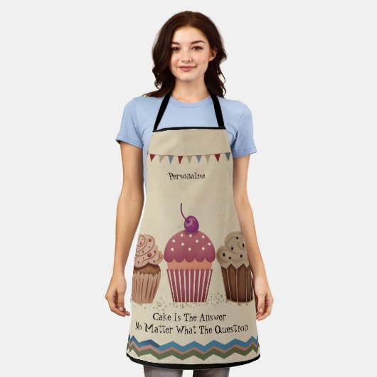 Cupcakes Quote Bunting Fun Rustic Stone Schort (Gedragen)