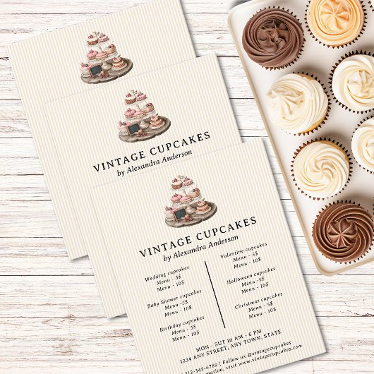  cupcakes retro bakkerij gebak dessert flyer