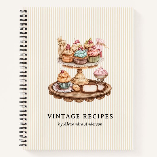  cupcakes retro bakkerij notitieboek (Voorkant)