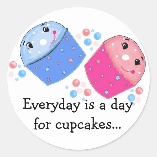 Cupcakes Ronde Sticker (Voorkant)