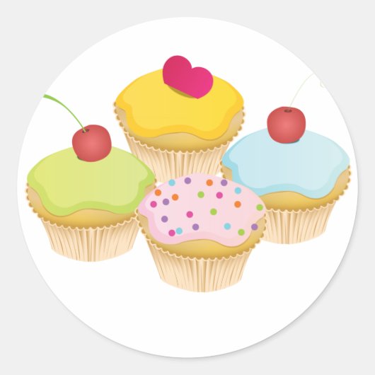 Cupcakes Ronde Sticker (Voorkant)