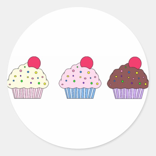 Cupcakes Ronde Sticker (Voorkant)
