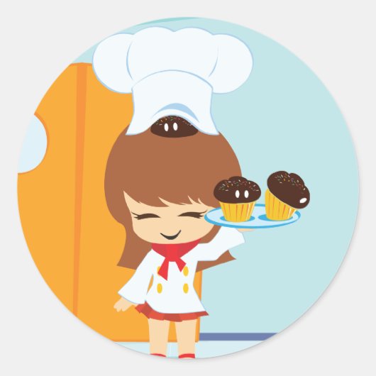 Cupcakes Ronde Sticker (Voorkant)