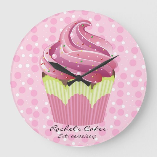 Cupcakes Roses Sucres savoureux Horloge (Recto)