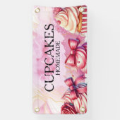 Cupcakes Roze Bakkerij Marmer Goud Spandoek (Verticaal)