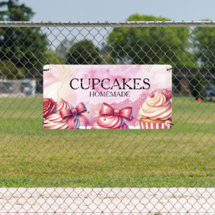 Cupcakes Roze Bakkerij Marmer Goud Spandoek