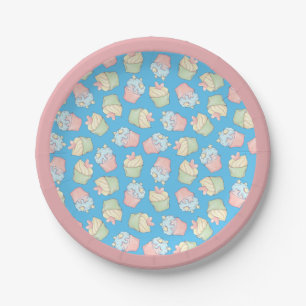 Cupcakes Roze Blauwe Dessert Cake Party Paper Bord
