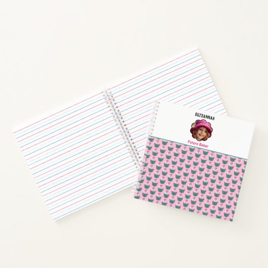 Cupcakes Scalloped Custom Photo Template Name Notitieboek (Binnen)