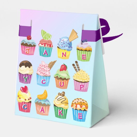 Cupcakes toevoegen Jouw naam Monogram Delicious be Bedankdoosjes (Achterkant)