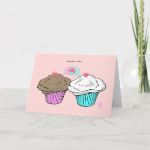 Cupcakes verliefd ChocoVanillaPinkBlue Valentijn Kaart