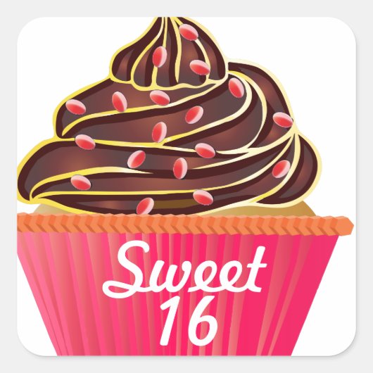 Cupcakes Vierkante Sticker (Voorkant)