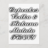 Cupcakes Vodka Hakuna Matata FUNNY Briefkaart (Voorkant)