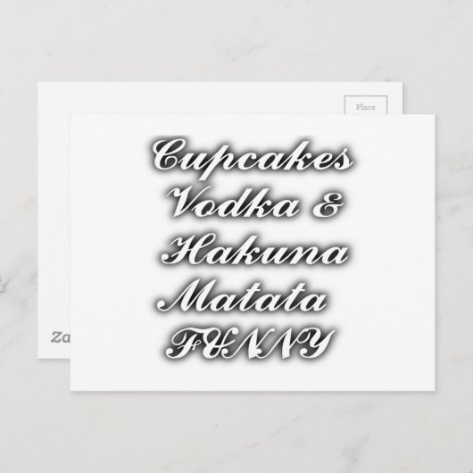 Cupcakes Vodka Hakuna Matata FUNNY Briefkaart (Voorkant / Achterkant)