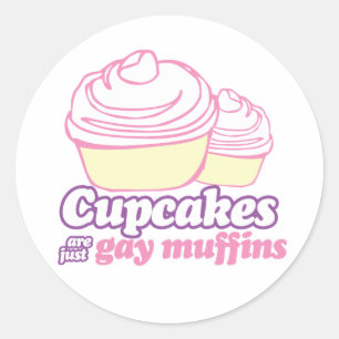 CUPCAKES ZIJN ECHT HOMOMUFFINS RONDE STICKER