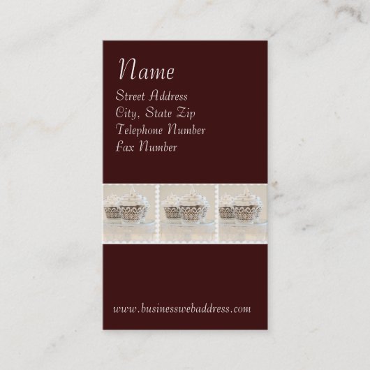 Cupcked op donkere bruine achtergrond Visitekaartj Visitekaartje (Voorkant)