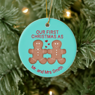 Cupe gingerbread koppel in love custom keramisch ornament