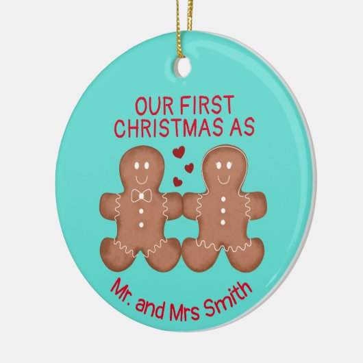 Cupe gingerbread koppel in love custom keramisch ornament (Links)