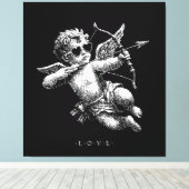 Cupi of Love B&W Canvas Afdruk (Insitu (Houten vloer))