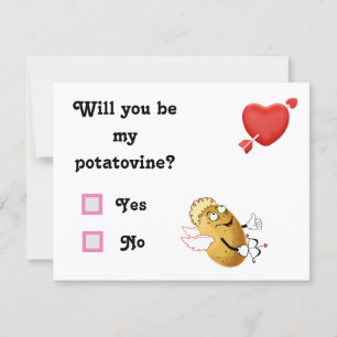 Cupid Aardappel Wijnstok Controleer Ja of Nee Feestdagenkaart