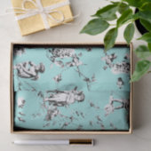  Cupid Angels Floral Black White Toile Blue Tissuepapier (Geschenk)