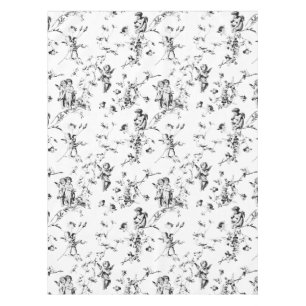  Cupid Angels Floral Black White Toile Tafelkleed