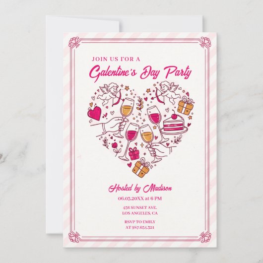 Cupid Angels Galentines Invitation Heart Design (Devant)