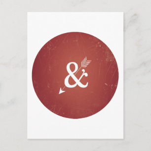  Cupid Arrow Retro Love Sign op Antiek Red Briefkaart