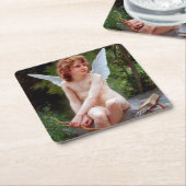 Cupid, Bouguereau Vierkante Kartonnen Onderzetter (Schuin)