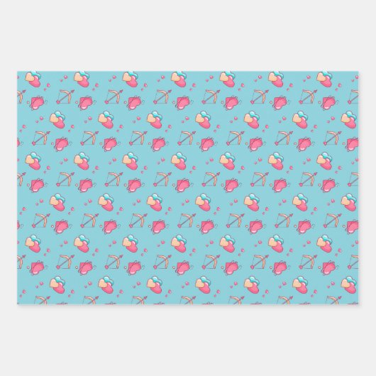 Cupid Bow Arrow Heart Pattern Cute Valentijnsdag Inpakpapier Vel (Voorkant 3)