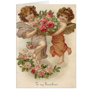 Cupid Cherub Angel Basket Rozen Roos