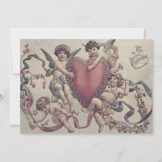 Cupid Cherub Angel Heart Wedding Uitnodiging (Voorkant)