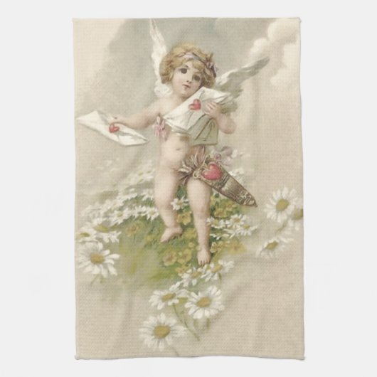 Cupid Cherub Angel Valentijn Daisy Theedoek (Verticaal)