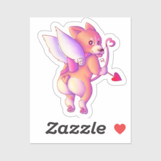 Cupid Corgi Sticker