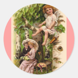 Cupid & CoupleVintage Valentijn's Day Ronde Sticker