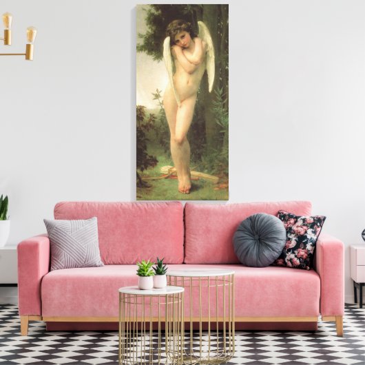 Cupid (Cupidon) Angel Portrait van Bouguereau Canvas Afdruk (Insitu (Woonkamer))